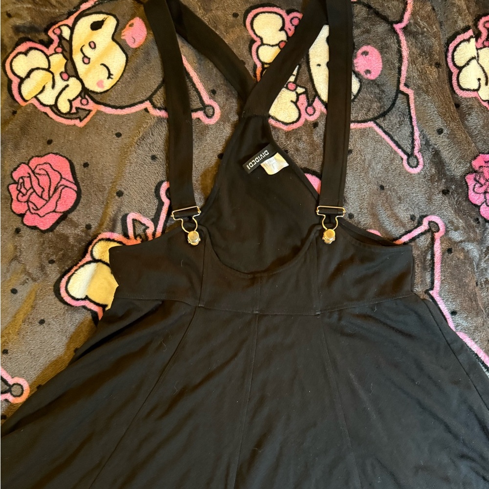 Divided y2k scene gothic emo Black Skater Skirt with Straps